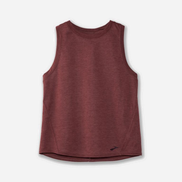 Brooks Distance Womens Running Tank Top - Heather Terracotta/Burgundy - Philippines (147356FCK)